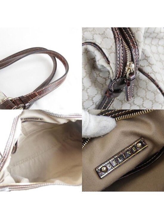 Celine Macadam Pattern Beige Handbag Canvas